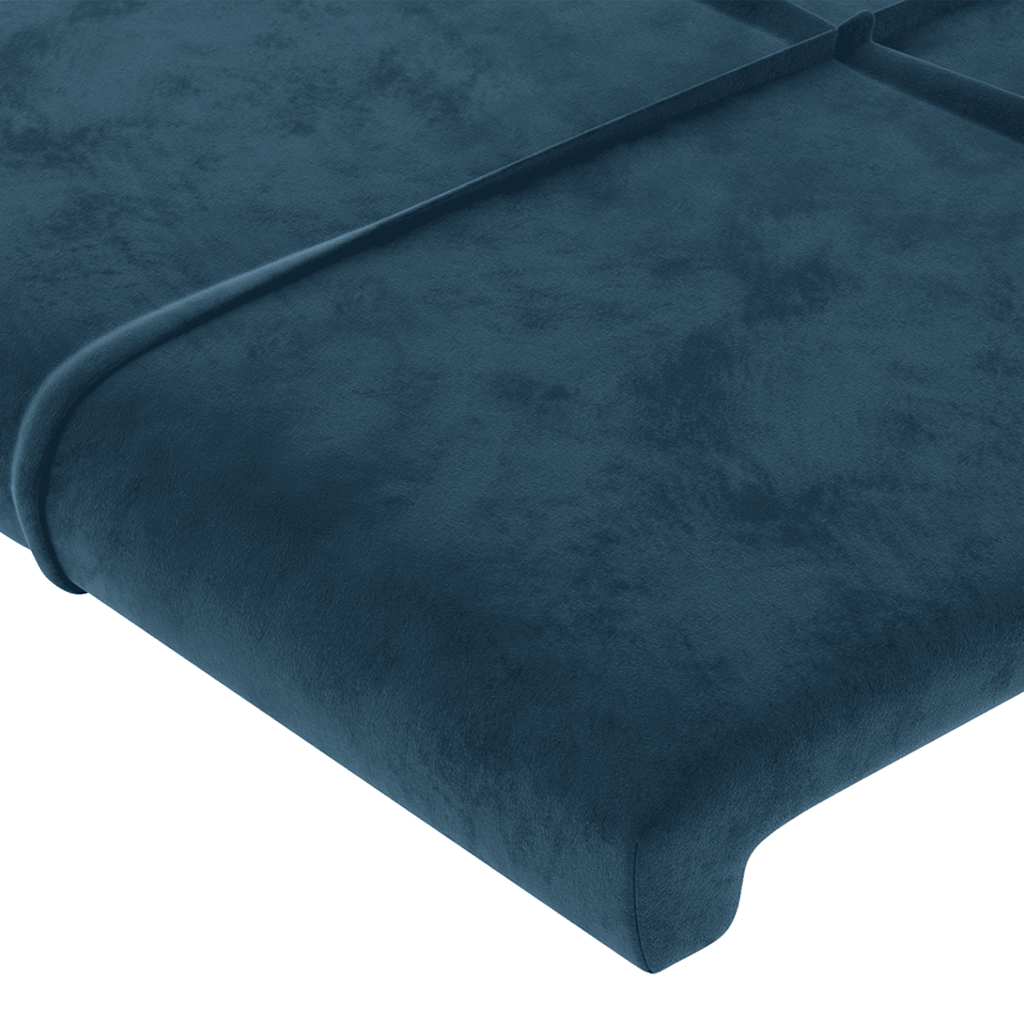 sengegavl med LED-lys 200x5x118/128 cm fløjl mørkeblå