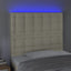 sengegavl med LED-lys 90x5x118/128 cm kunstlæder cremefarvet