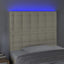 sengegavl med LED-lys 100x5x118/128 cm kunstlæder cremefarvet