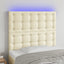 sengegavl med LED-lys 100x5x118/128 cm kunstlæder cremefarvet