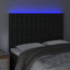 sengegavl med LED-lys 144x5x118/128 cm kunstlæder sort