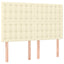 sengegavl med LED-lys 144x5x118/128 cm kunstlæder cremefarvet