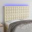 sengegavl med LED-lys 144x5x118/128 cm kunstlæder cremefarvet