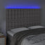 sengegavl med LED-lys 144x5x118/128 cm kunstlæder grå