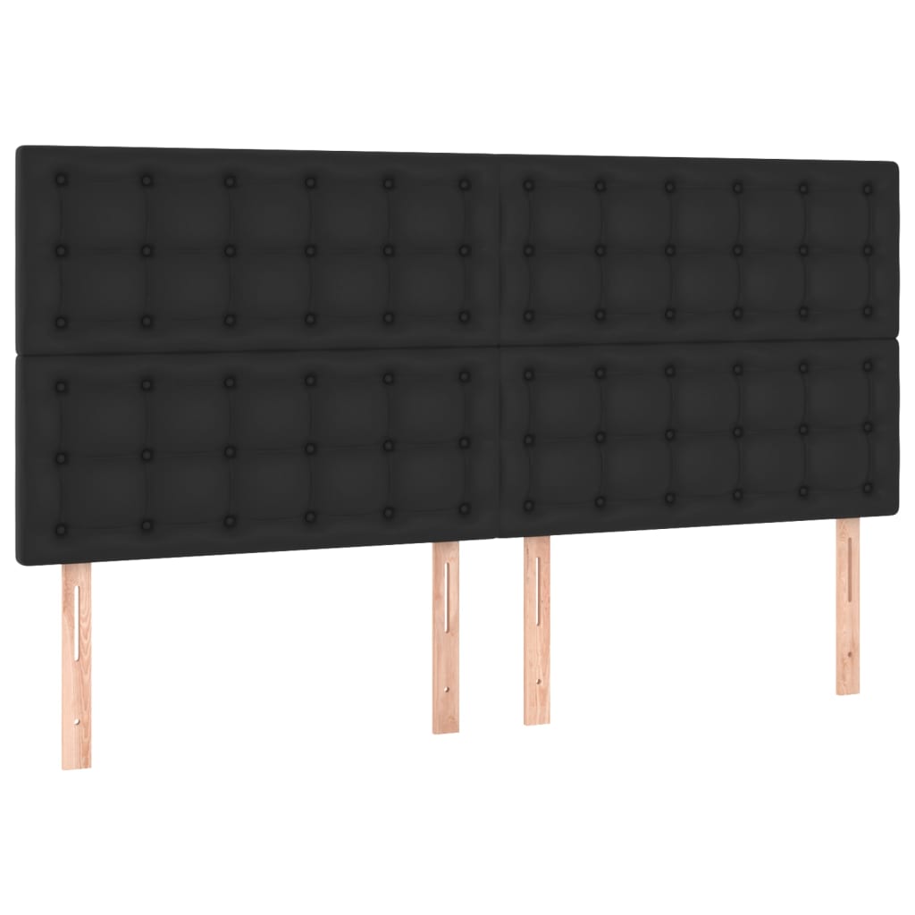 sengegavl med LED-lys 180x5x118/128 cm kunstlæder sort