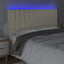 sengegavl med LED-lys 200x5x118/128 cm kunstlæder cremefarvet