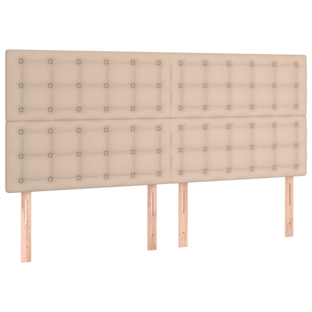 sengegavl med LED-lys 200x5x118/128 cm kunstlæder cappuccino