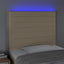 sengegavl med LED-lys 80x5x118/128 cm stof cremefarvet
