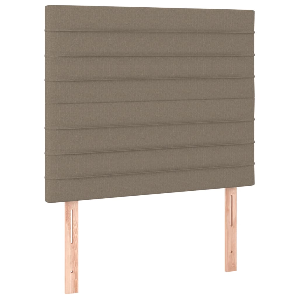 sengegavl med LED-lys 90x5x118/128 cm stof gråbrun