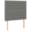 sengegavl med LED-lys 100x5x118/128 cm stof mørkegrå