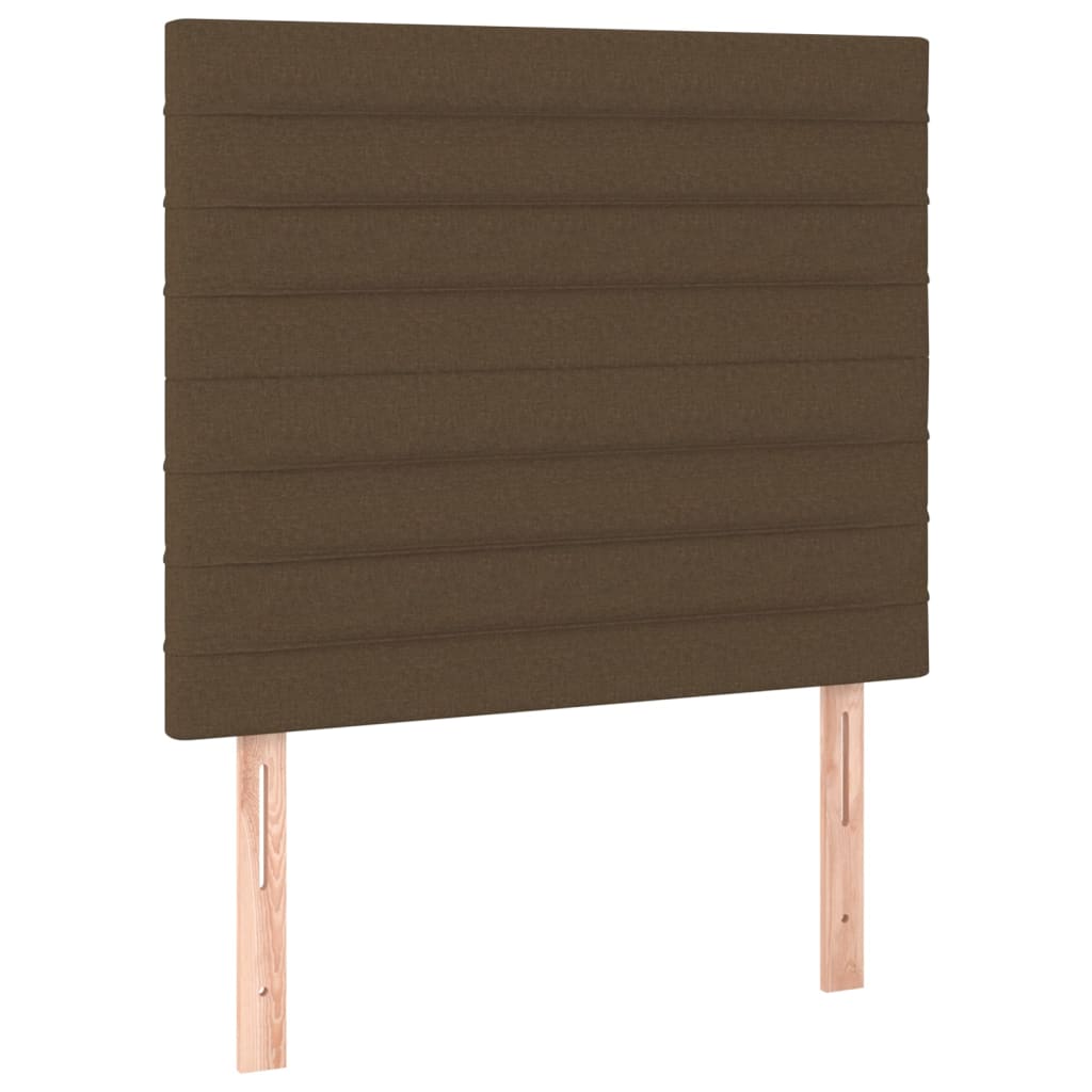 sengegavl med LED-lys 100x5x118/128 cm stof mørkebrun
