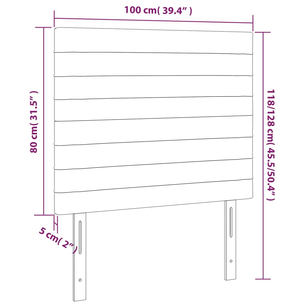 sengegavl med LED-lys 100x5x118/128 cm stof mørkebrun