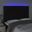 sengegavl med LED-lys 144x5x118/128 cm stof sort
