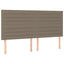 sengegavl med LED-lys 160x5x118/128 cm stof gråbrun