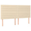 sengegavl med LED-lys 180x5x118/128 cm stof cremefarvet