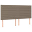 sengegavl med LED-lys 200x5x118/128 cm stof gråbrun