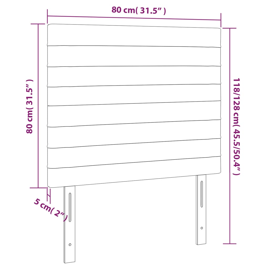 sengegavl med LED-lys 80x5x118/128 cm fløjl mørkegrå