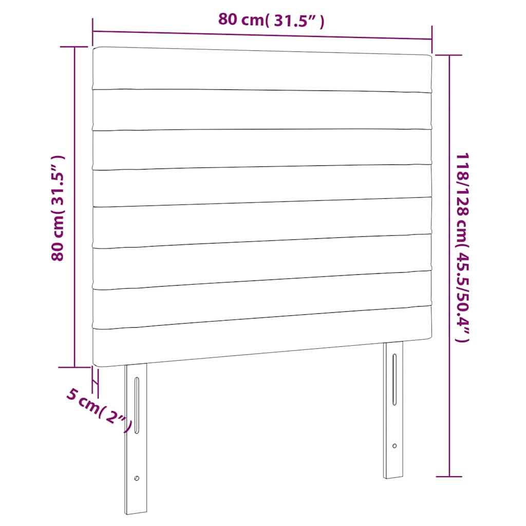 sengegavl med LED-lys 80x5x118/128 cm fløjl mørkeblå