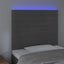 sengegavl med LED-lys 90x5x118/128 cm fløjl mørkegrå