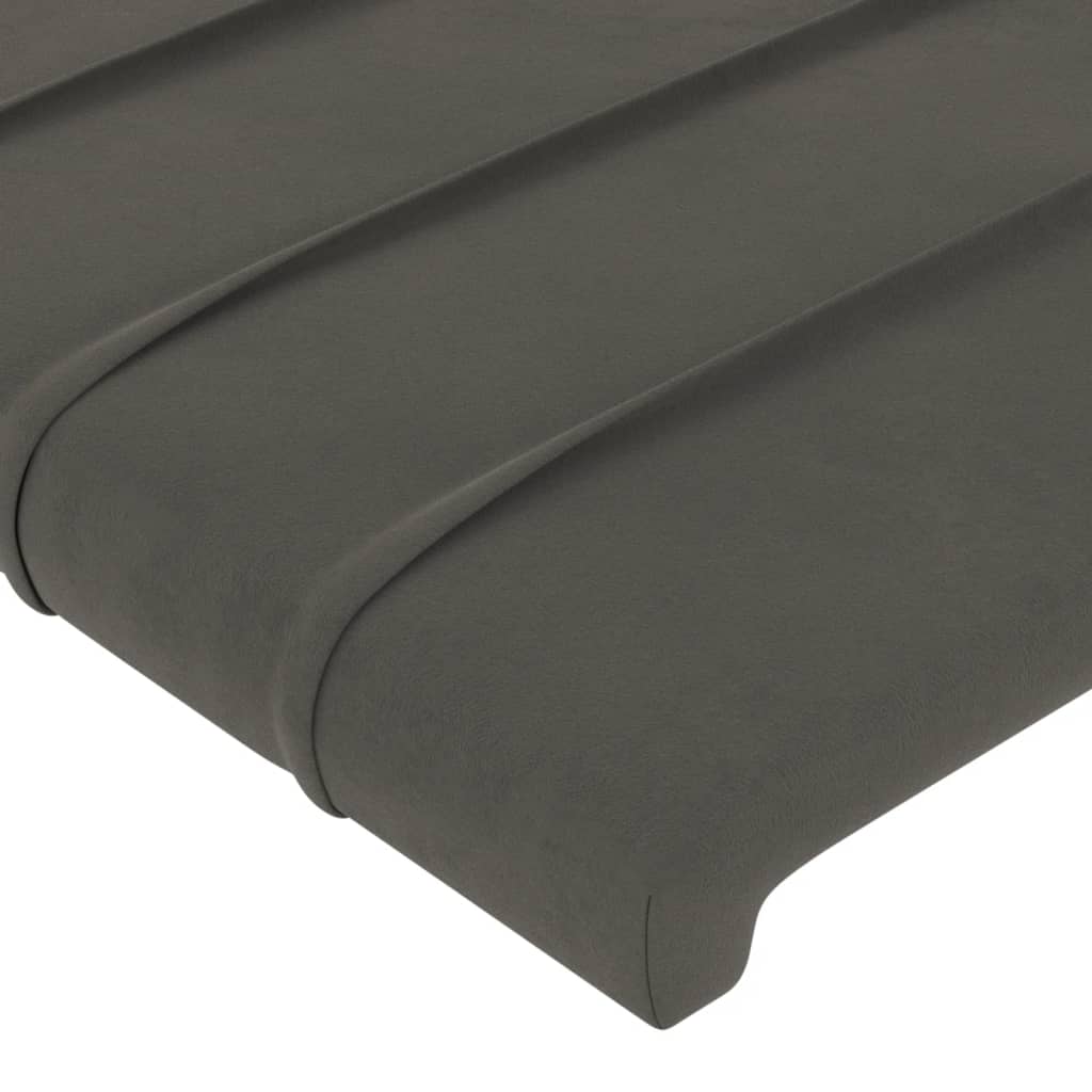 sengegavl med LED-lys 90x5x118/128 cm fløjl mørkegrå