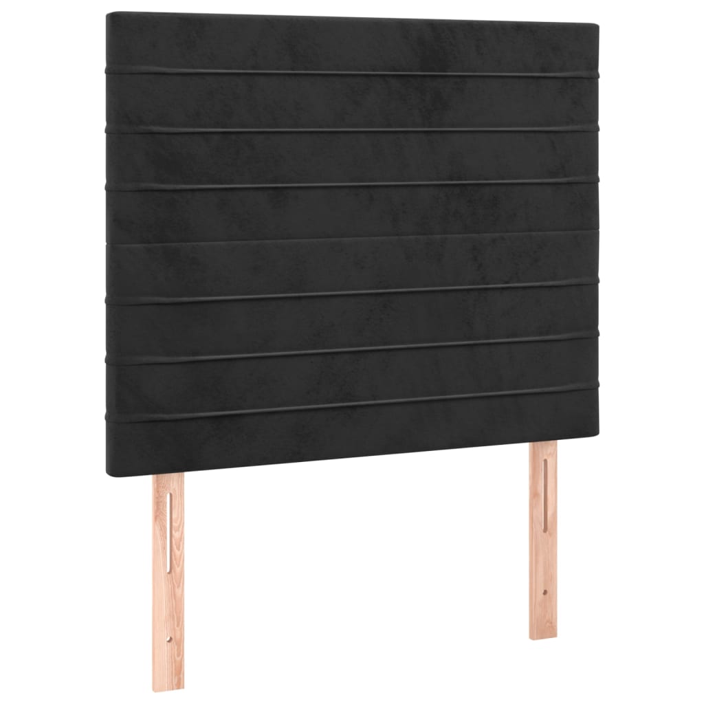 sengegavl med LED-lys 100x5x118/128 cm fløjl sort