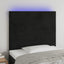 sengegavl med LED-lys 100x5x118/128 cm fløjl sort