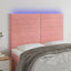 sengegavl med LED-lys 144x5x118/128 cm fløjl lyserød