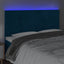 sengegavl med LED-lys 160x5x118/128 cm fløjl mørkeblå
