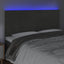 sengegavl med LED-lys 180x5x118/128 cm fløjl mørkegrå