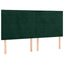 sengegavl med LED-lys 180x5x118/128 cm fløjl mørkegrøn