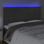 sengegavl med LED-lys 200x5x118/128 cm fløjl mørkegrå