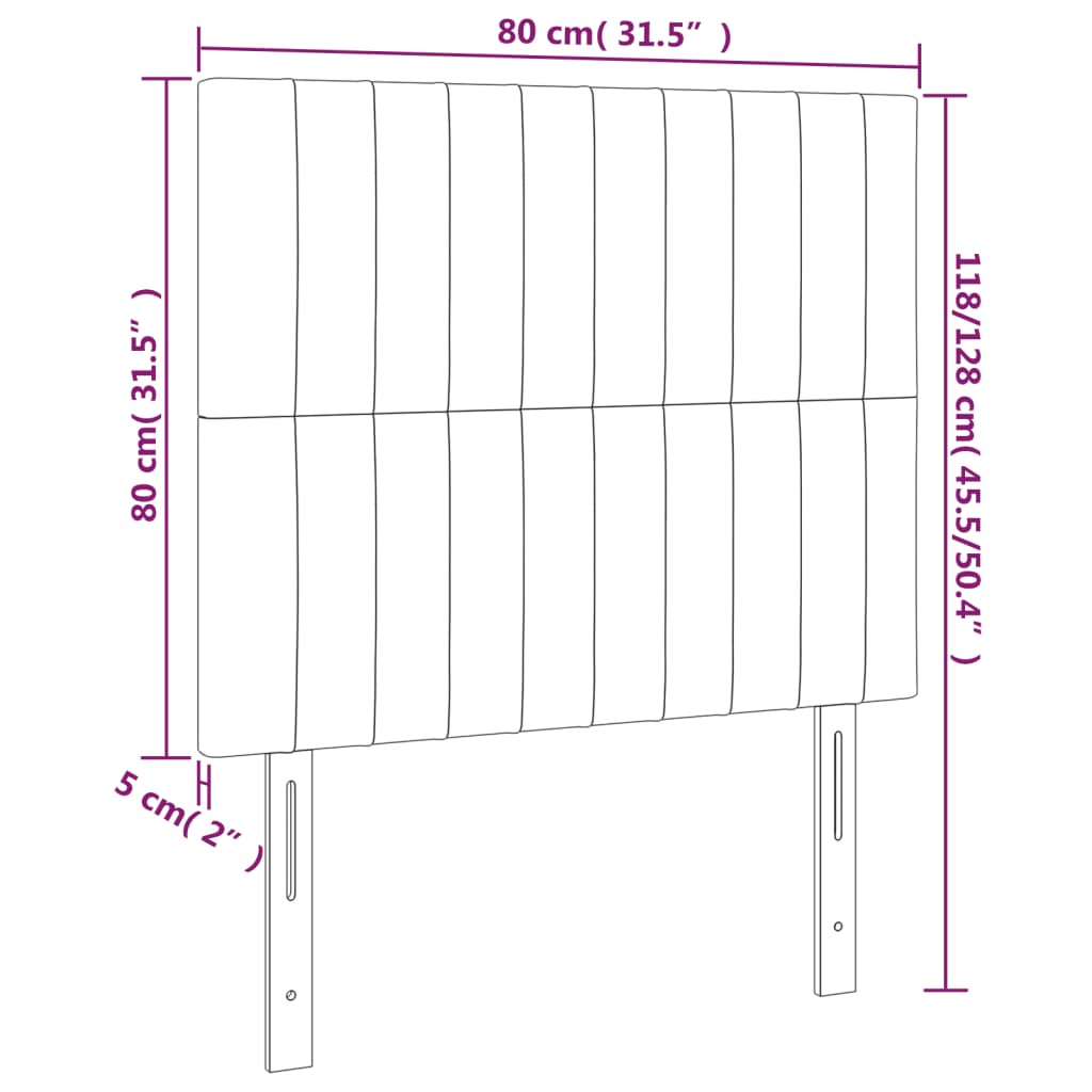 sengegavl med LED-lys 80x5x118/128 cm stof cremefarvet