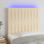 sengegavl med LED-lys 80x5x118/128 cm stof cremefarvet
