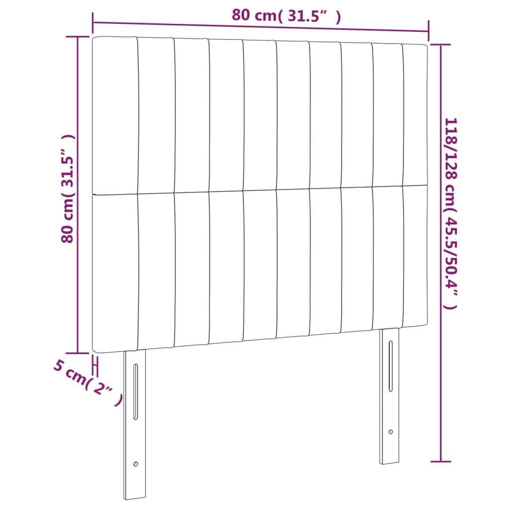 sengegavl med LED-lys 80x5x118/128 cm stof blå