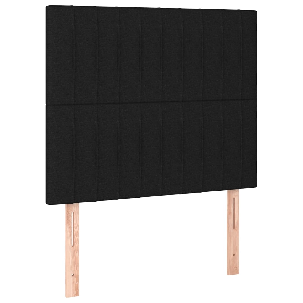 sengegavl med LED-lys 90x5x118/128 cm stof sort