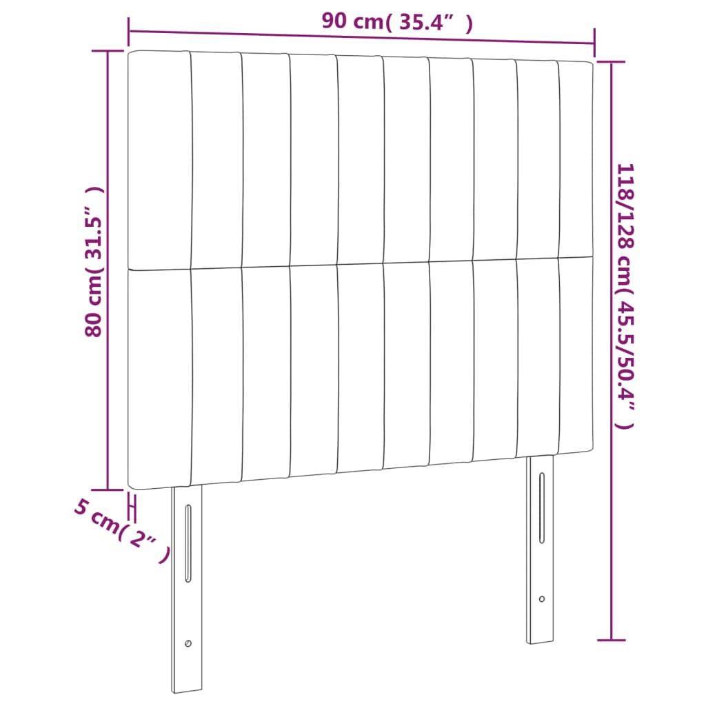 sengegavl med LED-lys 90x5x118/128 cm stof gråbrun