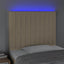 sengegavl med LED-lys 90x5x118/128 cm stof cremefarvet