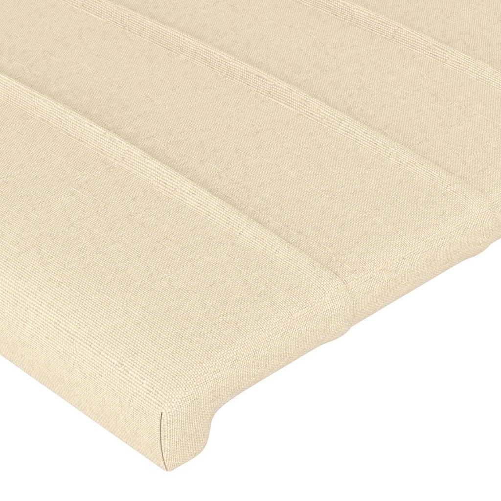 sengegavl med LED-lys 90x5x118/128 cm stof cremefarvet