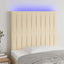 sengegavl med LED-lys 90x5x118/128 cm stof cremefarvet