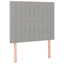 sengegavl med LED-lys 100x5x118/128 cm stof lysegrå