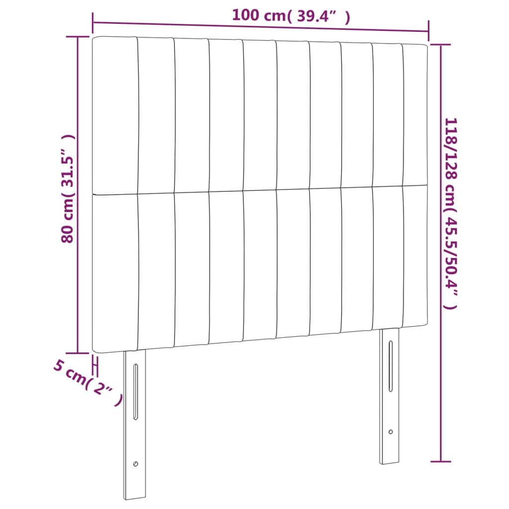 sengegavl med LED-lys 100x5x118/128 cm stof gråbrun