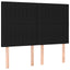 sengegavl med LED-lys 144x5x118/128 cm stof sort