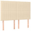 sengegavl med LED-lys 144x5x118/128 cm stof cremefarvet