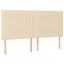 sengegavl med LED-lys 160x5x118/128 cm stof cremefarvet