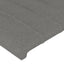 sengegavl med LED-lys 180x5x118/128 cm stof mørkegrå