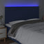 sengegavl med LED-lys 200x5x118/128 cm stof blå