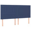 sengegavl med LED-lys 200x5x118/128 cm stof blå