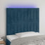 sengegavl med LED-lys 80x5x118/128 cm fløjl mørkeblå