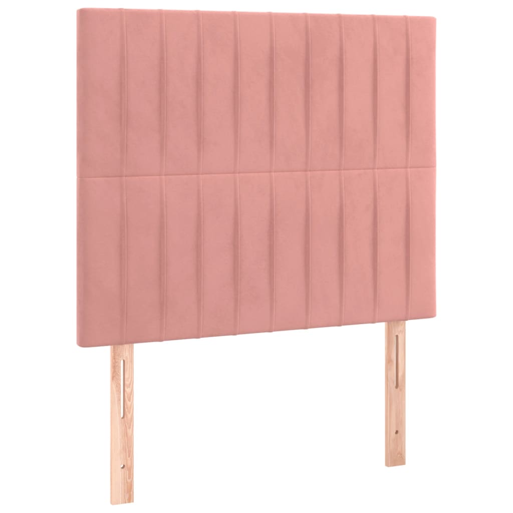 sengegavl med LED-lys 80x5x118/128 cm fløjl lyserød