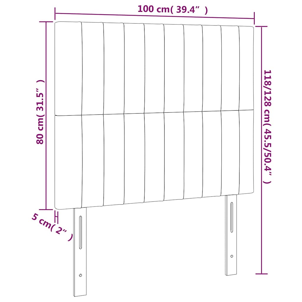 sengegavl med LED-lys 100x5x118/128 cm fløjl mørkegrøn